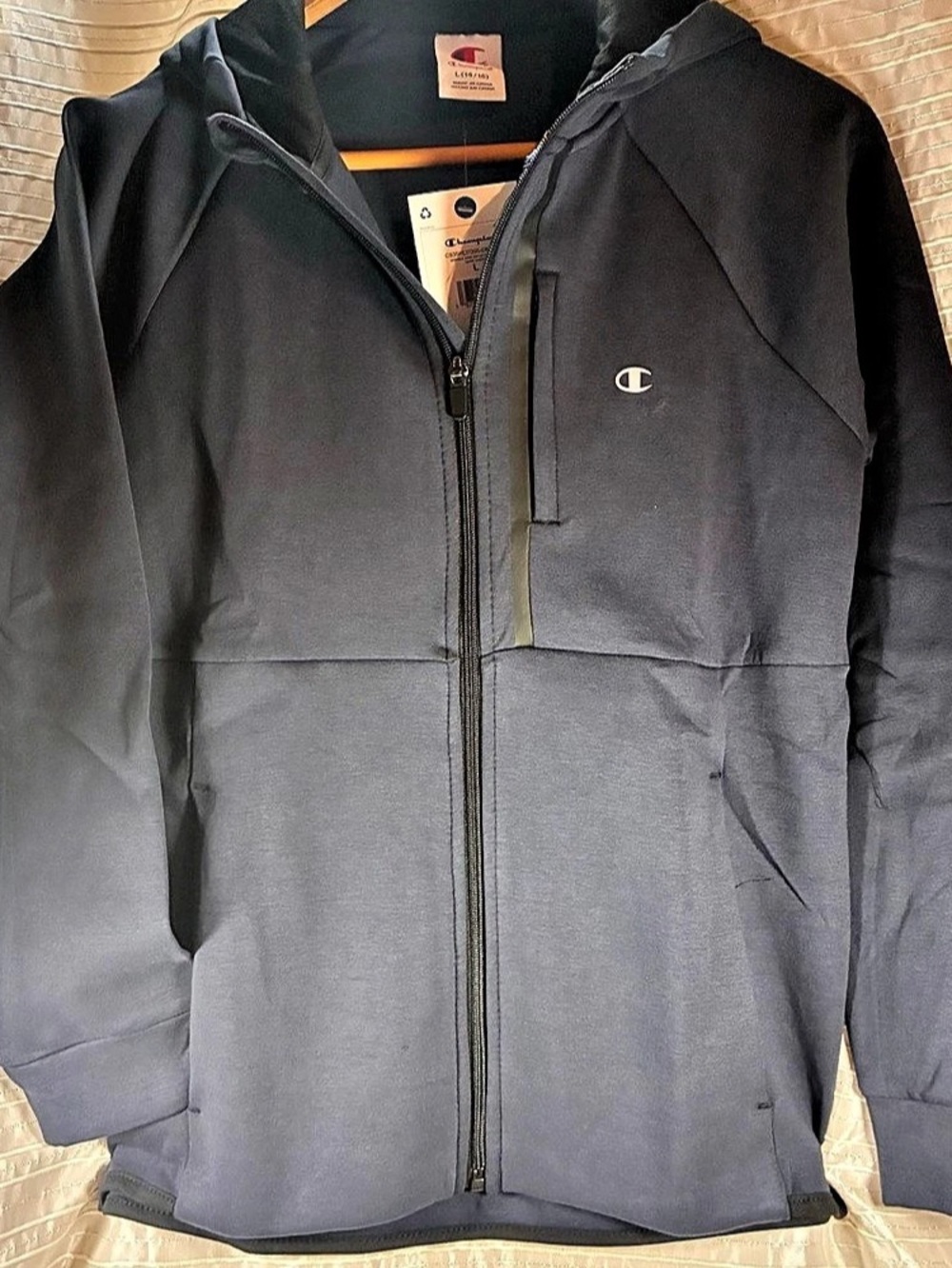 Champion Double Knit Zip Up Hoodie Boys Large Zip-Up Hoodie Navy NWT